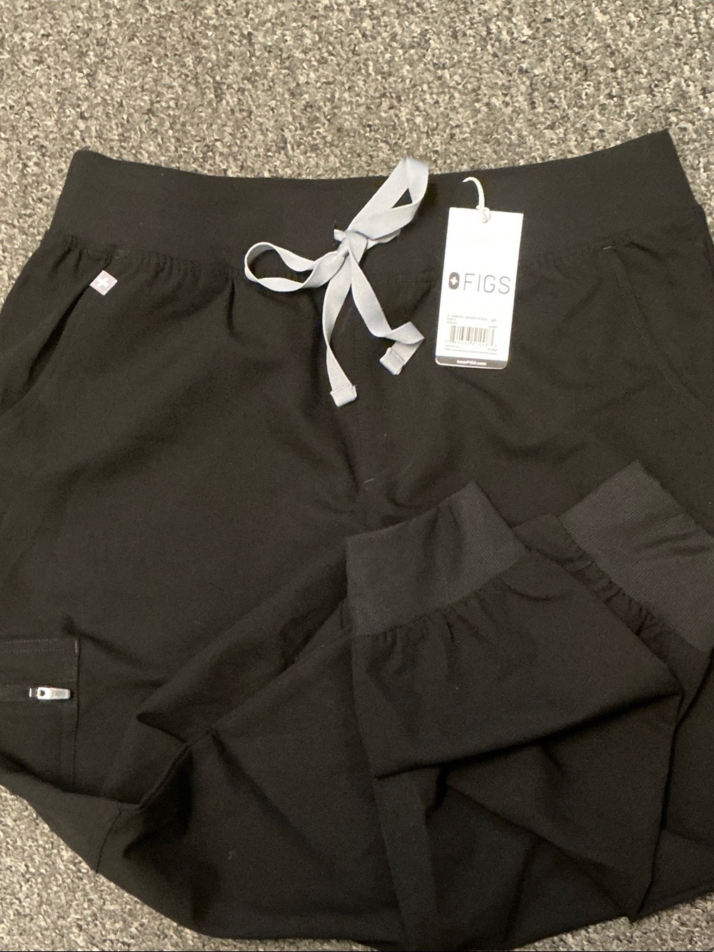 Figs Black Sweatpants with Gray Drawstring